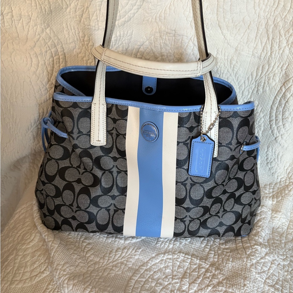 Coach Signature Tote Bag - Black and Blue